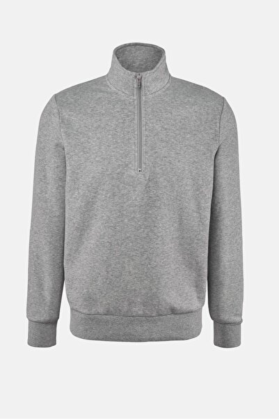 Tchibo Men Mid Collar Heather Sweatshirt, Grey