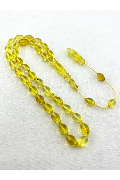 UZN سبحة كهرمان شفافة أصلية بتصميم قطرة الصخر، صناعة يدوية، قطع كهرمان أبيض 6×9 مم، 7.5-8 جرام