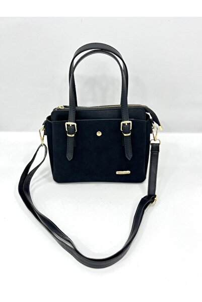 Sanmorris ÖZER-1415-Sanmorris Kadın SÜET Uzun Askılı Gold Aksesuarlı El & Omu...