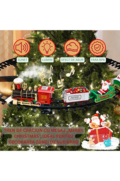 GARDEON Electric Christmas Train with Steam, Lights and Sounds