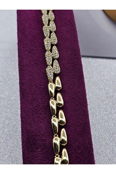 Mosso Steel سوار فولاذي ذهبي اللون من شوبينغ بتصميم قطرة مع تفاصيل حجر الزركو...