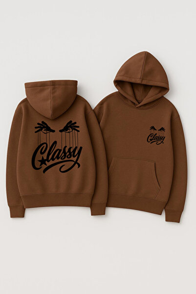 CLASSY.MODA Unisex Hooded Oversized Printed Sweatshirt – Classy Marionet Handwriting Back Print