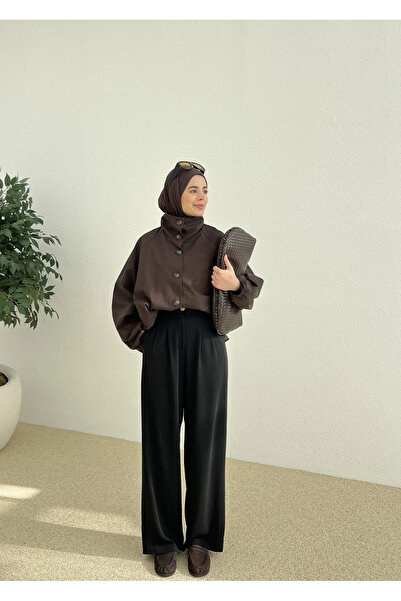 MODA AKSA Dık yaka TRENÇKOT mng kahve