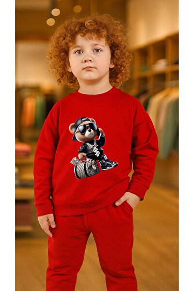 playwear Παιδικό Σετ Φούτερ ΤΣΑΝΤΑ ΑΡΚΟΥΔΑ με στάμπα για κορίτσια και αγόρια,...