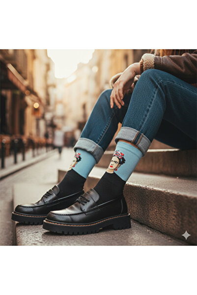 Namaste Vintage Retro Socks with Figure Pattern