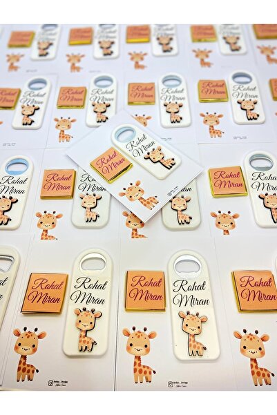 Defne Sepeti 25 ÖZEL ZÜRAFA TEMALI AÇACAK MAGNET ÇİKOLATA NİKAH KINA NİŞAN DÜĞÜN SÜNNET HEDİYELİĞİ