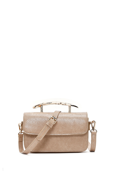 Derimod Geantă de umăr mini cu model cu curea lungă, bej, pentru femei 25ABD250840