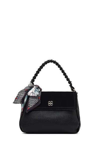 Derimod Women's Black Long Strap Suede Leather Shoulder Bag 25Wbd253314