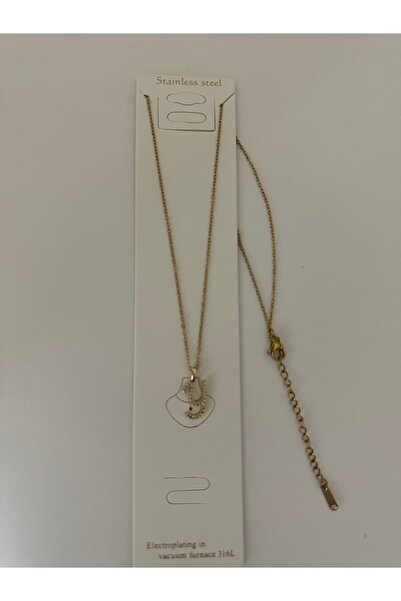 Elfida Shop Steel Y Letter Stone Necklace