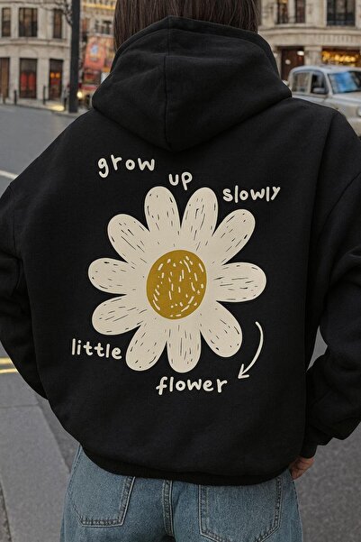 CLASSY.MODA سويت شيرت فاخر للجنسين بغطاء رأس قصة فضفاضة – مجموعة ليتل فلاور ب...