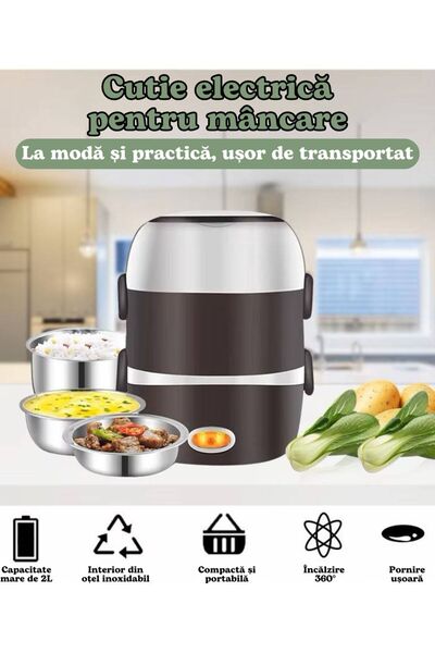 saraada Portable Electric Lunch Casserole, Saraada, Heating, 3 Layers, 2L, 200W, Students, Office,