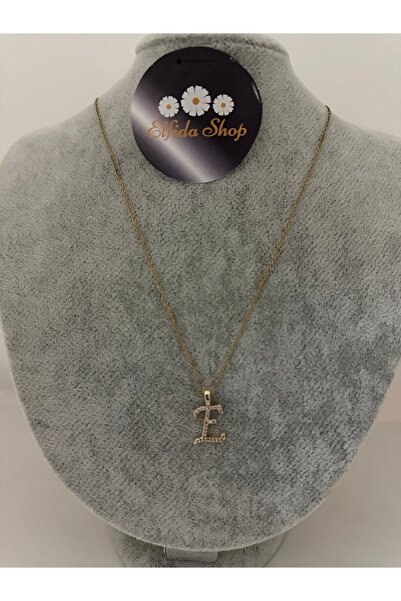 Elfida Shop Steel E Letter Stone Necklace