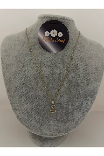 Elfida Shop Steel S Letter Stone Necklace