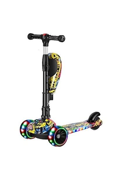GARDEON Foldable Scooter with Lighted Wheels, 3 Wheels, Adjustable Height 62-80 cm, Multicolor
