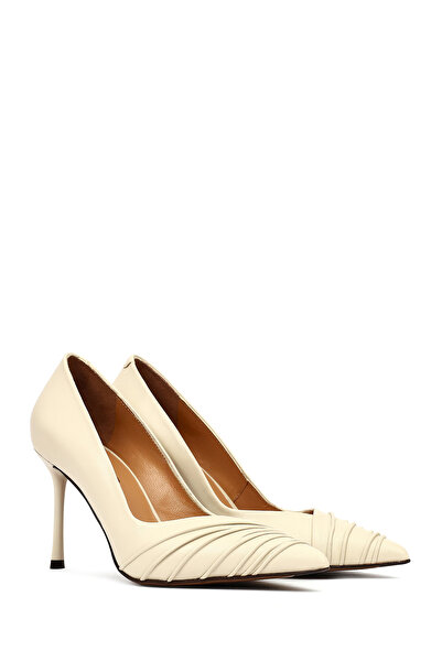Derimod Women's Cream Thin Heeled Leather Stiletto 25Afd100818