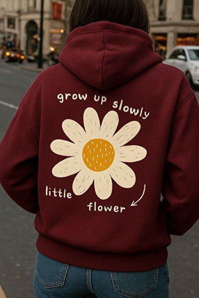 CLASSY.MODA سويت شيرت فاخر للجنسين بغطاء رأس قصة فضفاضة – مجموعة ليتل فلاور ب...