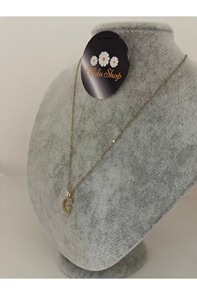 Elfida Shop Steel g Letter Stone Necklace