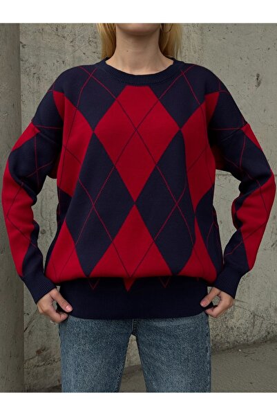 ZTO Women's Baklava Patterned Knitting Sweater