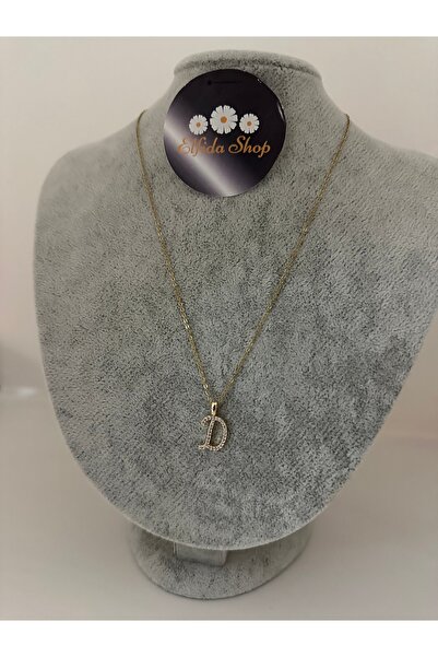 Elfida Shop Steel D Letter Stone Necklace