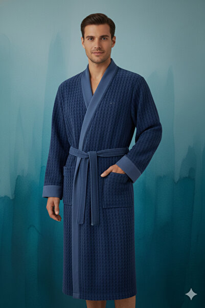 Özdilek Larco Men's Bathrobe Set 1 Bathrobe 1 Head Towel