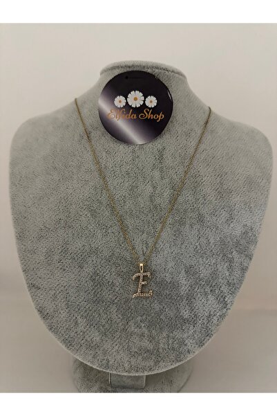 Elfida Shop Steel E Letter Stone Necklace