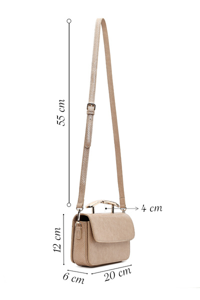 Derimod Geantă de umăr mini cu model cu curea lungă, bej, pentru femei 25ABD250840