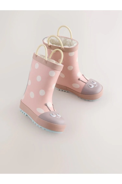 Next Baby Su Geçirmez Pembe Uğur Böceği Saplı Çizmeler