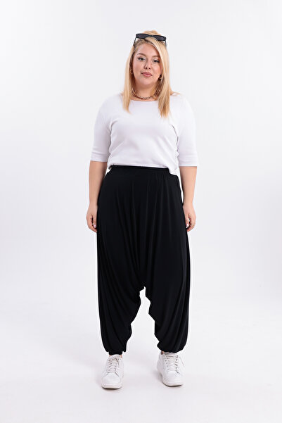 HELVEYS Modern Relaxed Fit Waist and Leg Elasticated Baggy Plus Size Trousers 5034