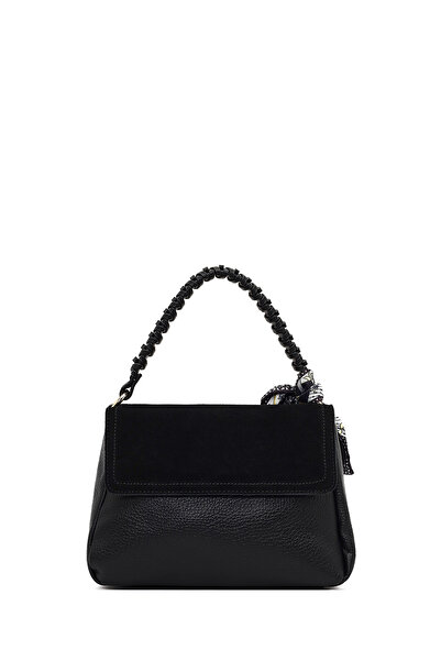 Derimod Women's Black Long Strap Suede Leather Shoulder Bag 25Wbd253314