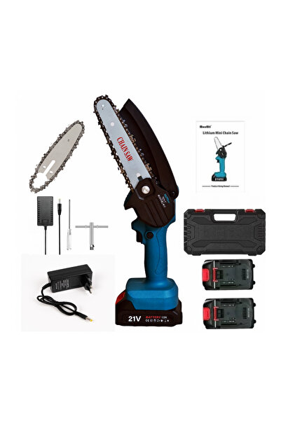 DDT Mini fierăstrău cu lanț Mustang, 21V, 2 acumulatori 1.5Ah, lamă 18.5 cm