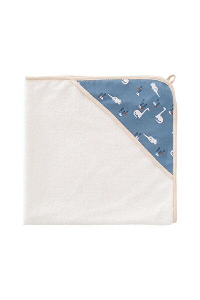 fresk Prosop Bebelauși cu Glugă 75x75 cm, Bumbac GOTS, Model Dino, Moale și Absorbant