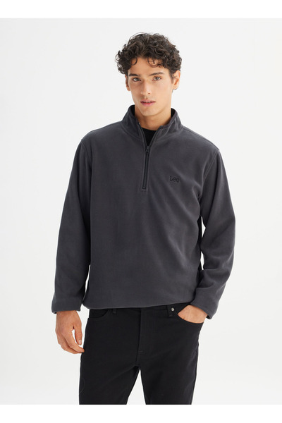 Lee Antrasit Erkek Polar Sweatshırt L212208003 Yarım Fermuarlı Polar