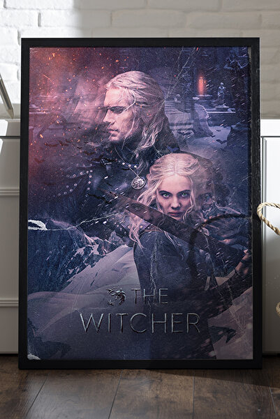 Duvarda Poster The Witcher cu ramă din lemn negru, pictură murală din seria TV