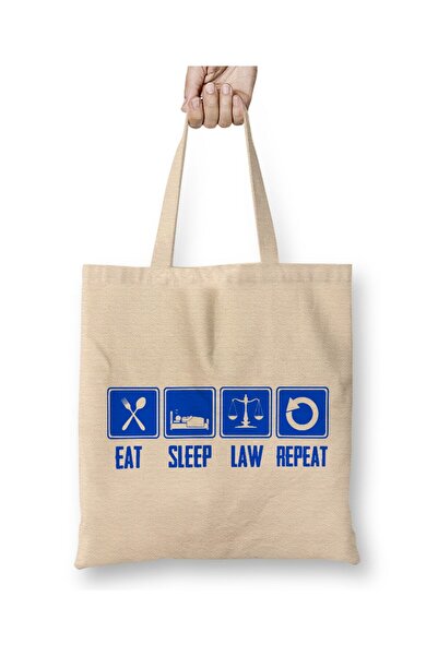 Toyaso القانون يكرر نفسه: اكلِ، نومِ، افعلِ ذلك مرة أخرى - هدية للمحامين - حقيبة تسوق قماشية بيضاء