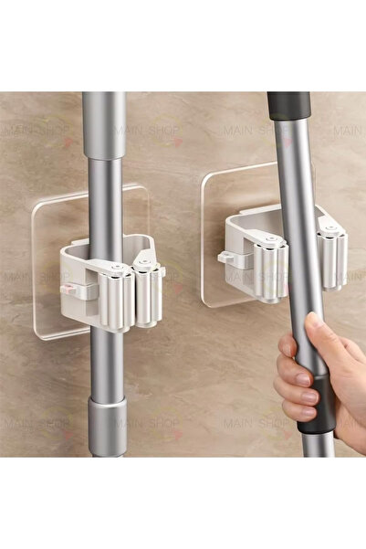 MAİN SHOP Pratik Yapışkanlı Duvar Mop Süpürge Paspas Temizlik Fırçası Tutucu ...