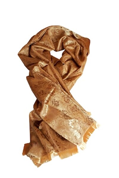 Lakshmi - Luxury Oriental Silk Scarf, Bronze Gold, 160 x 60 cm