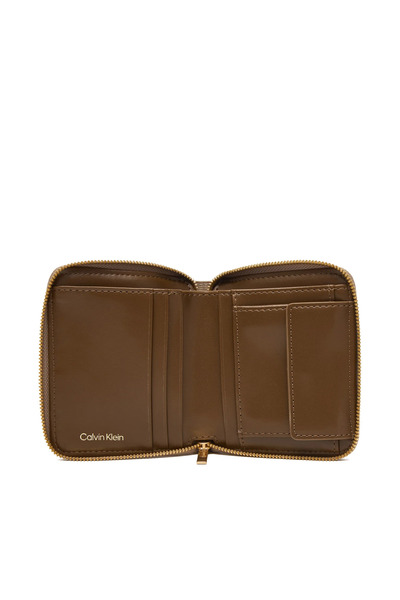 Calvin Klein Women's Ck Monogram Logo Zipper Closure Coin Pocket Extra Card Compartment Khaki Wallet Lv04F1089