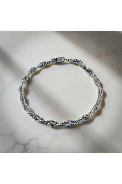 ZEY 925 Ayar Gümüş İtalyan Model Örgü Zincir Kadın Hediyelik Bileklik