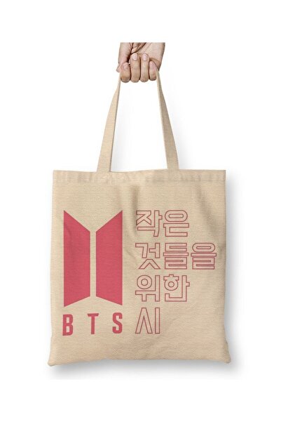 Toyaso Bts Boy with Luv Kpop White Cloth Bag Long Handle Shopping Bag Beach Bag