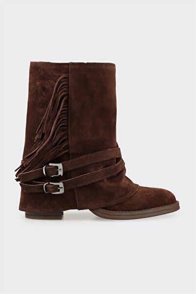 Elle Shoes Kahve Deri Kadın Western Bot