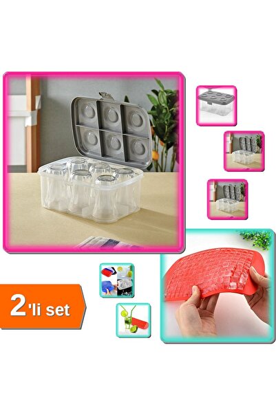 HerEveOyuncak Bardak Taşıma Kutusu Şeffaf 6 Adet Kapasiteli + 160 Bölmeli Min...