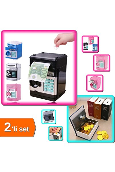 HerEveOyuncak Şifreli ATM Kumbara + Kitap Şeklinde Mini Boy Kilitli Kasa - Eğ...