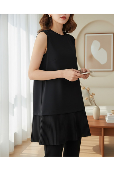 MissRunin Eteği Pliseli Sıfır Kol Modal İçlik