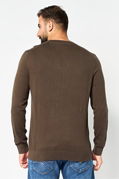Calvin Klein Jeans Men Crew Neck Embraided Long Sleeve Sweatshirt, Dark Olive