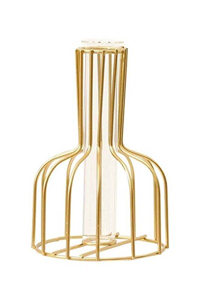 Beauenty مزهرية زهور معدنية ذهبية 10×15.5 سم