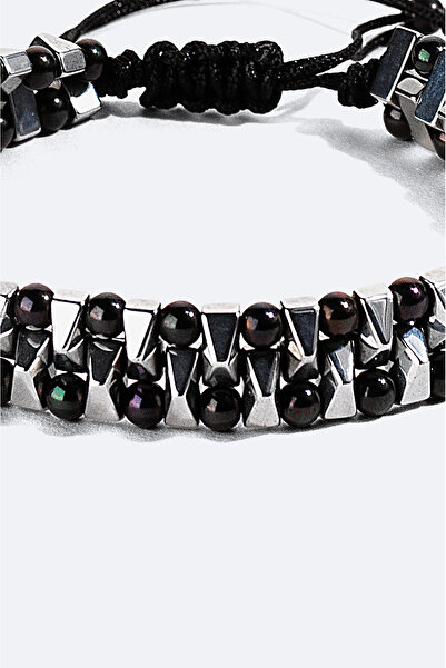 Avva Men's Silver Color Stone Bracelet B009602