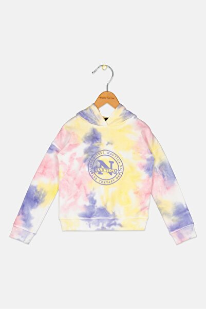 Nautica Toddlers Girl Hooded Tie Dye Long Sleeve Sweatshirt, Yellow Combo