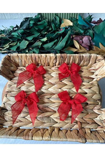 Fest 25 Adet Kırmızı Keten Kurdele Bohça Hediyelik Süsleme