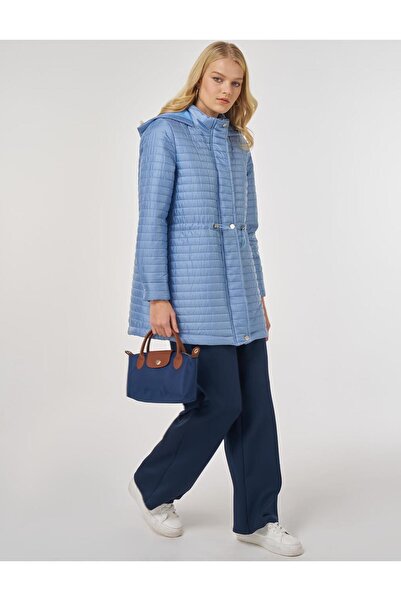 Kayra Hooded Quilted Coat Blue