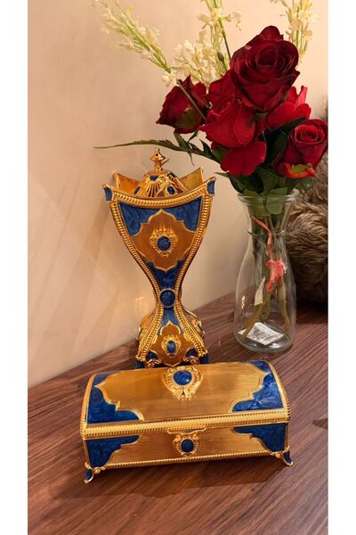 ALMASA Luxury incense burner with a box of dark blue oud.